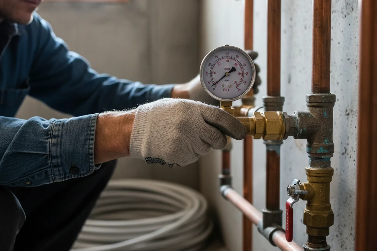 Pressure testing a repaired line during Water Line Repair in Joffre